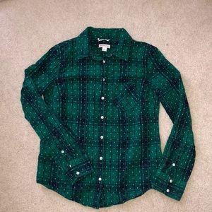 Green and blue button up